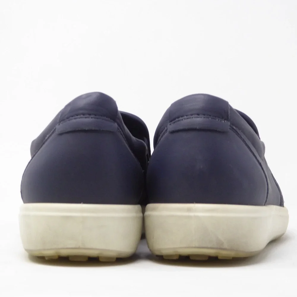 ECCO Womens Soft 7 Slip On Shoes Blue Woven Leather Sneakers 39 / 8-8.5